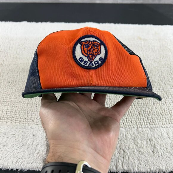 VINTAGE CHICAGO BEARS MESH SNAP BACK TRUCKER HAT OSFA TWO TONE PATCH CAP - Picture 10 of 11